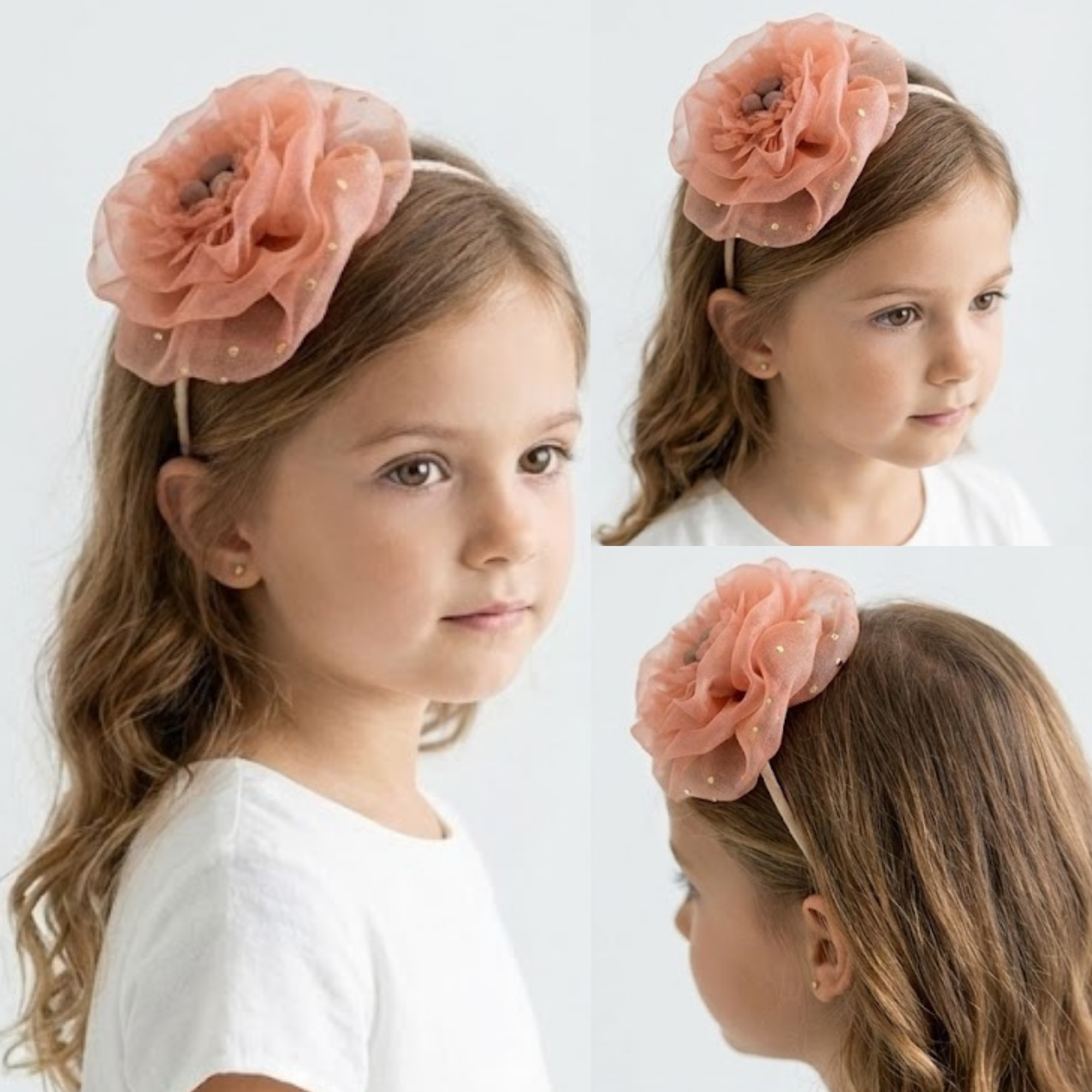 Peach Peony Organza Headband