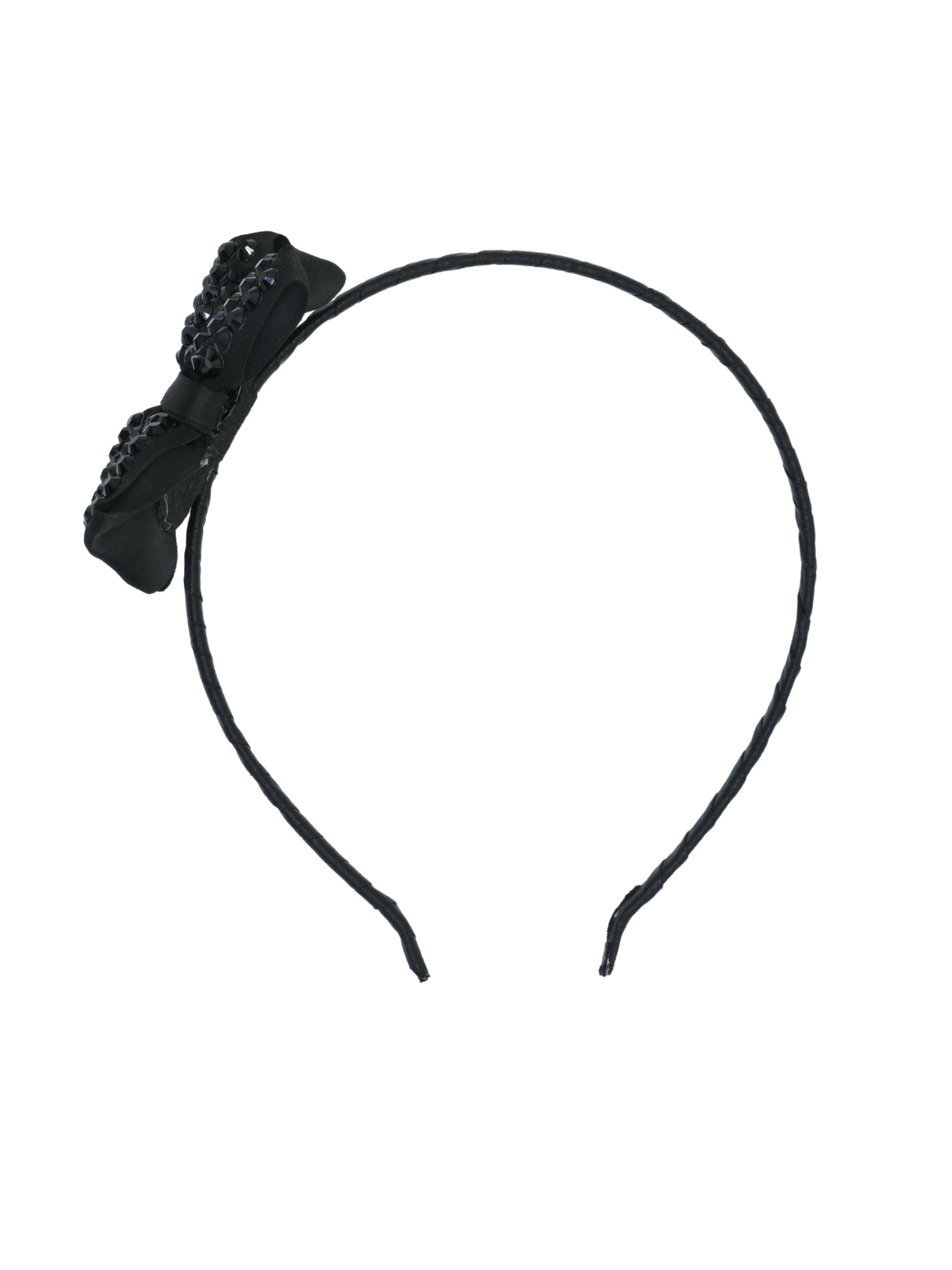 Black Crystal Jeweled Cross Bow Headband