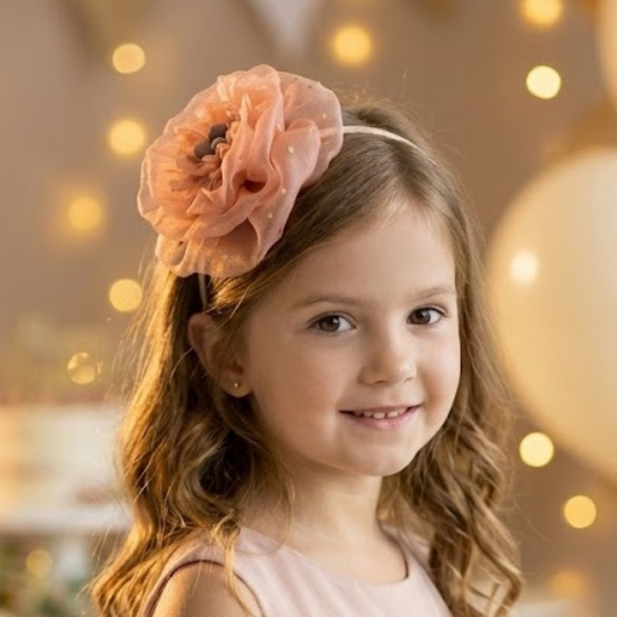 Peach Peony Organza Headband