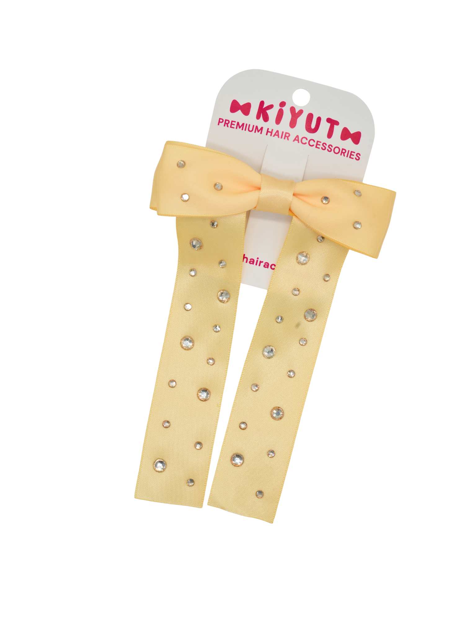 Yellow Rhinestone Bow Clip