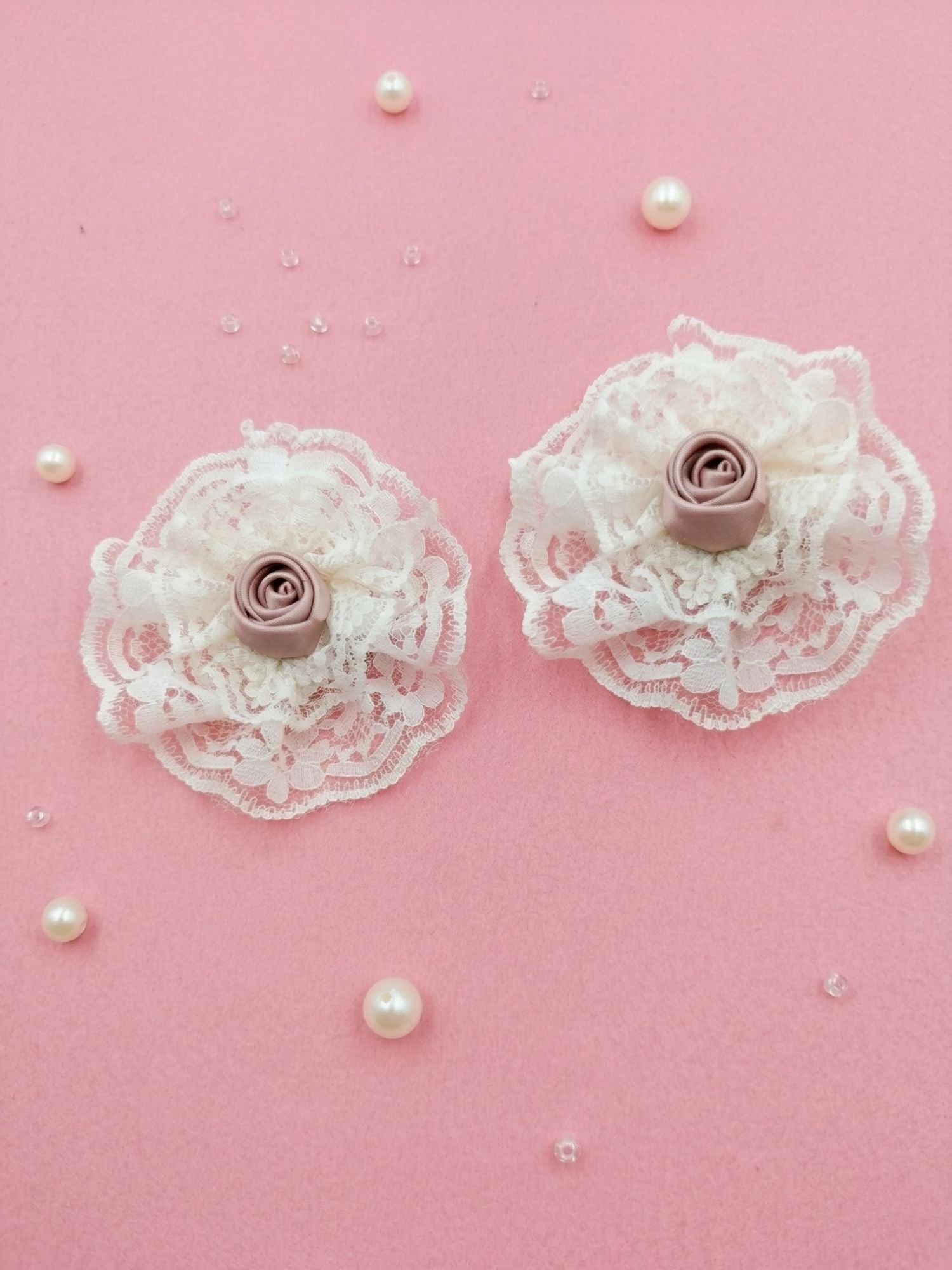 Rose Bloom Lace Clip, Pack of 2