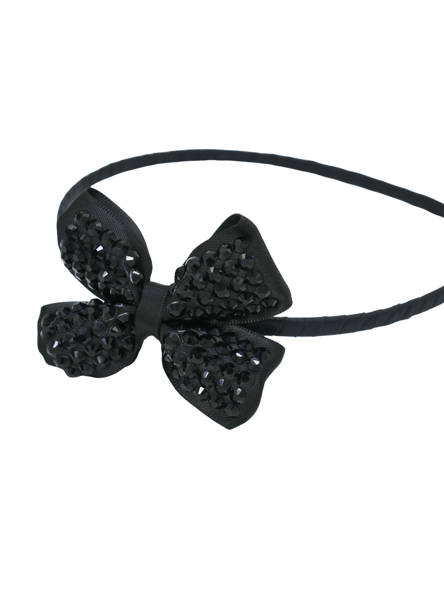 Black Crystal Jeweled Cross Bow Headband