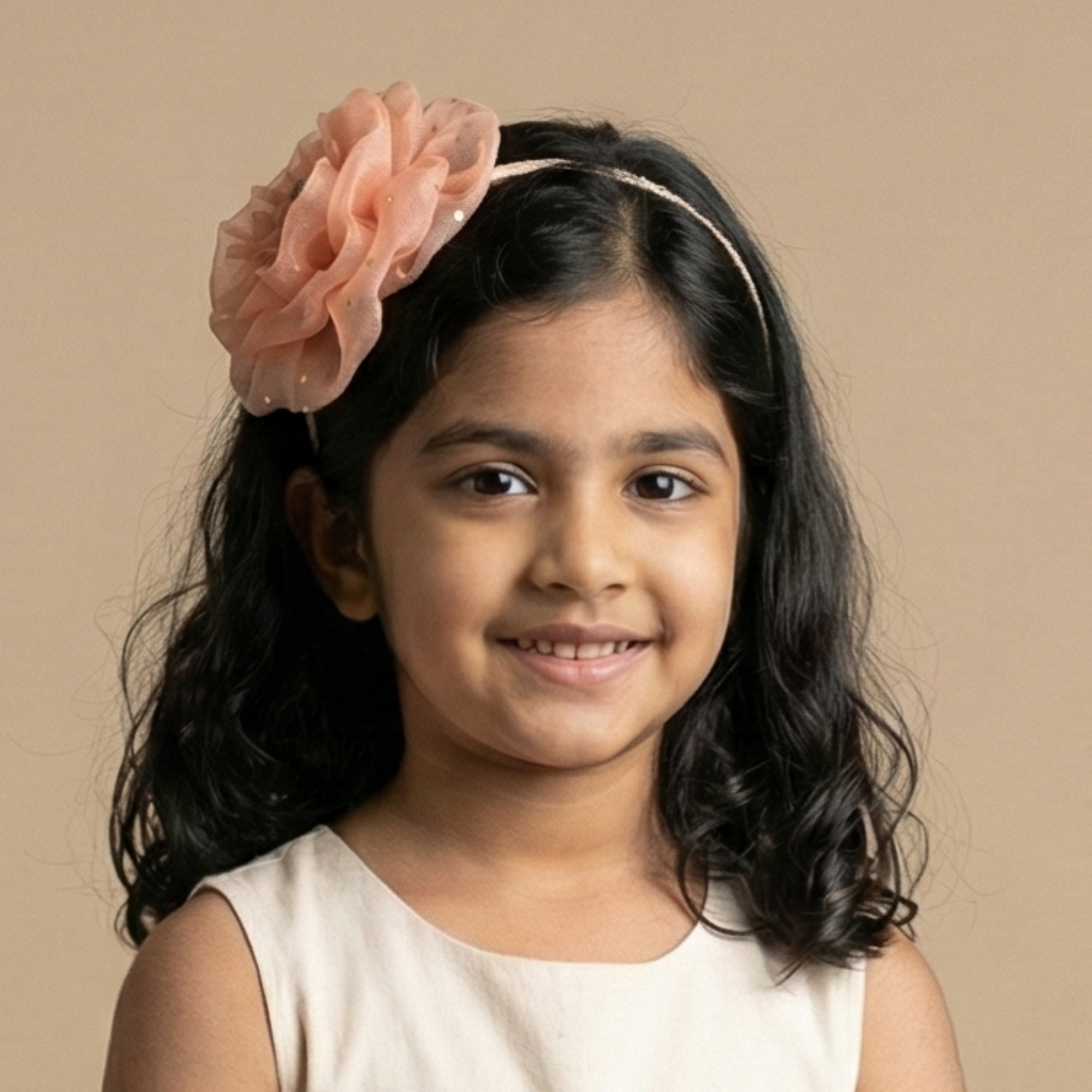 Peach Peony Organza Headband