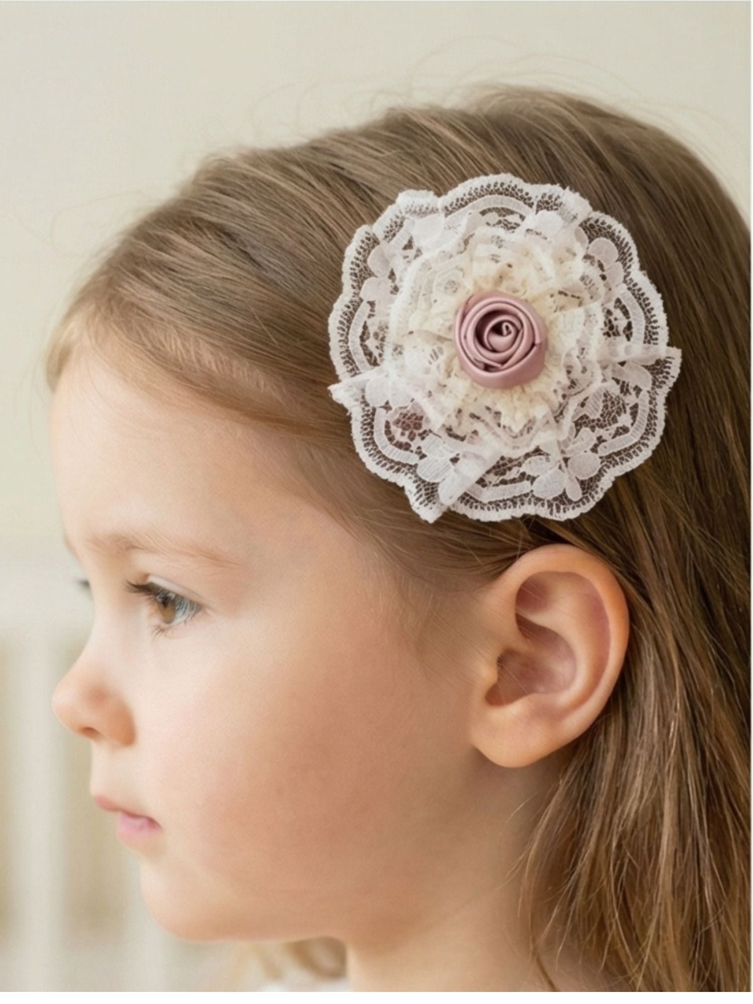 Rose Bloom Lace Clip, Pack of 2