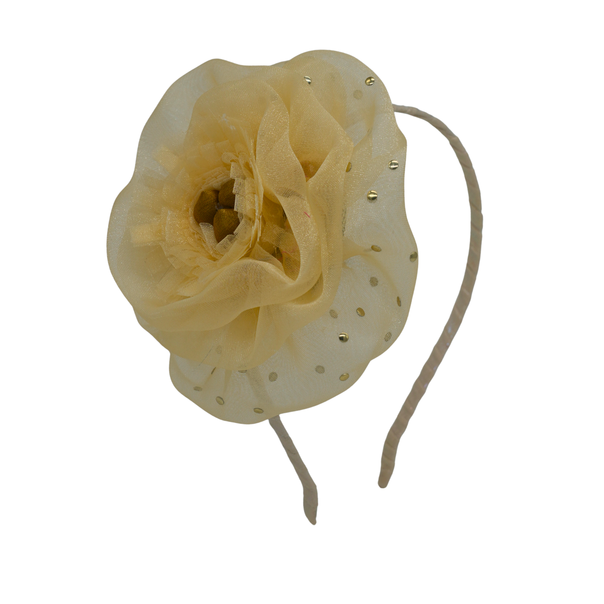Light Yellow Organza Peony Headband