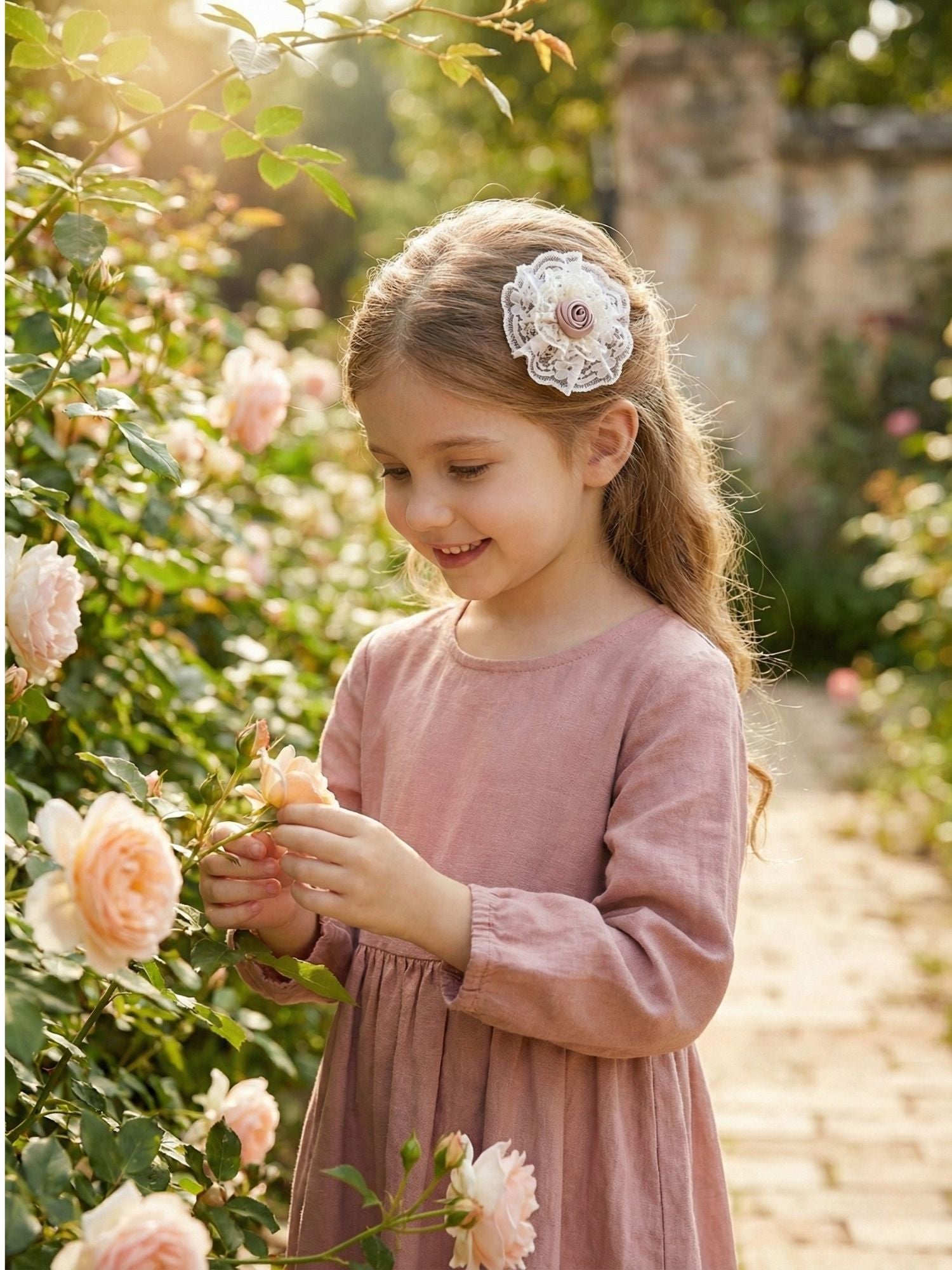 Rose Bloom Lace Clip, Pack of 2