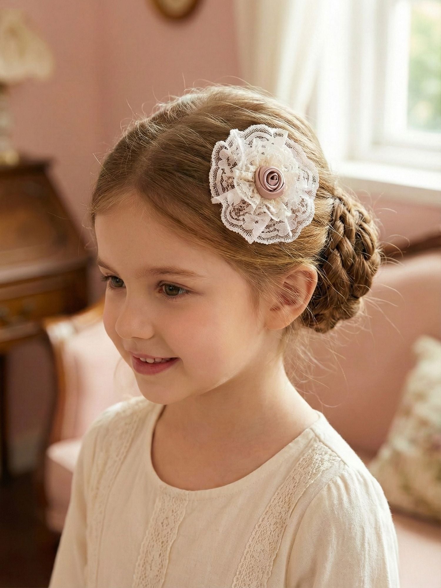 Rose Bloom Lace Clip, Pack of 2