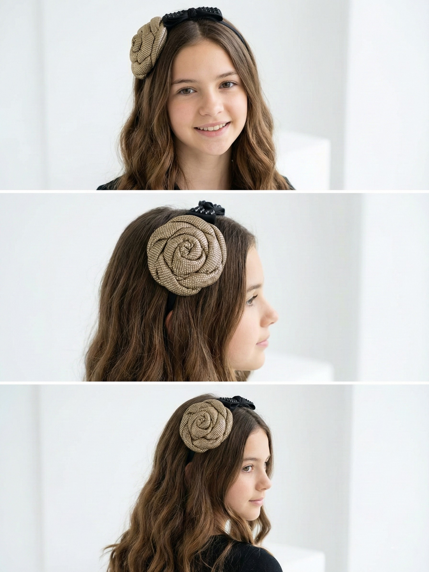 Metallic Rose Bow Headband