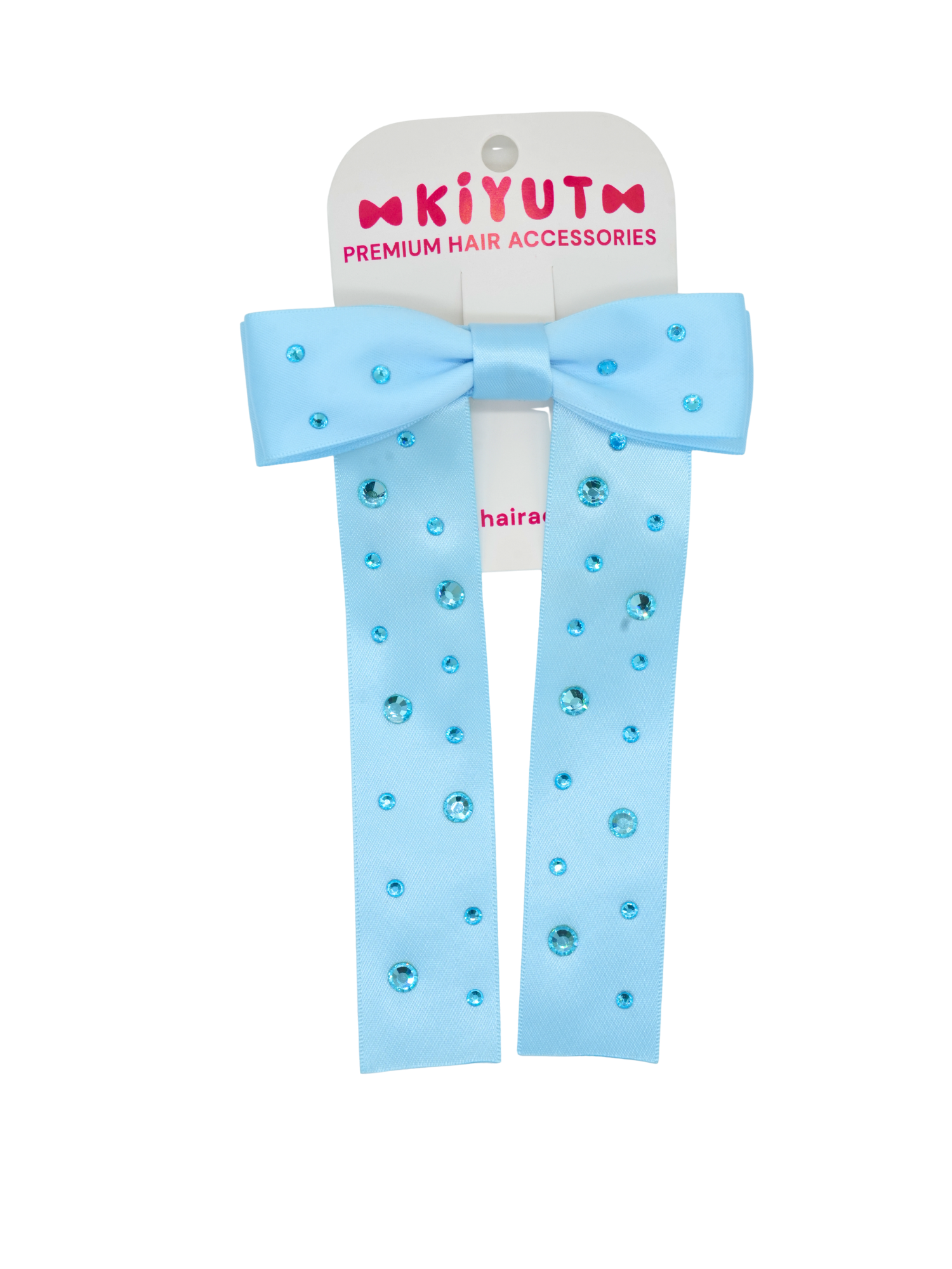 Blue Rhinestone Bow Clip