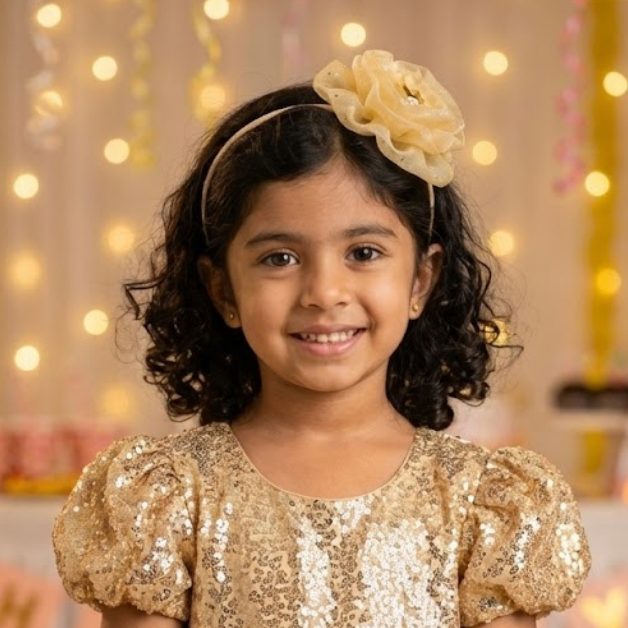 Light Yellow Organza Peony Headband