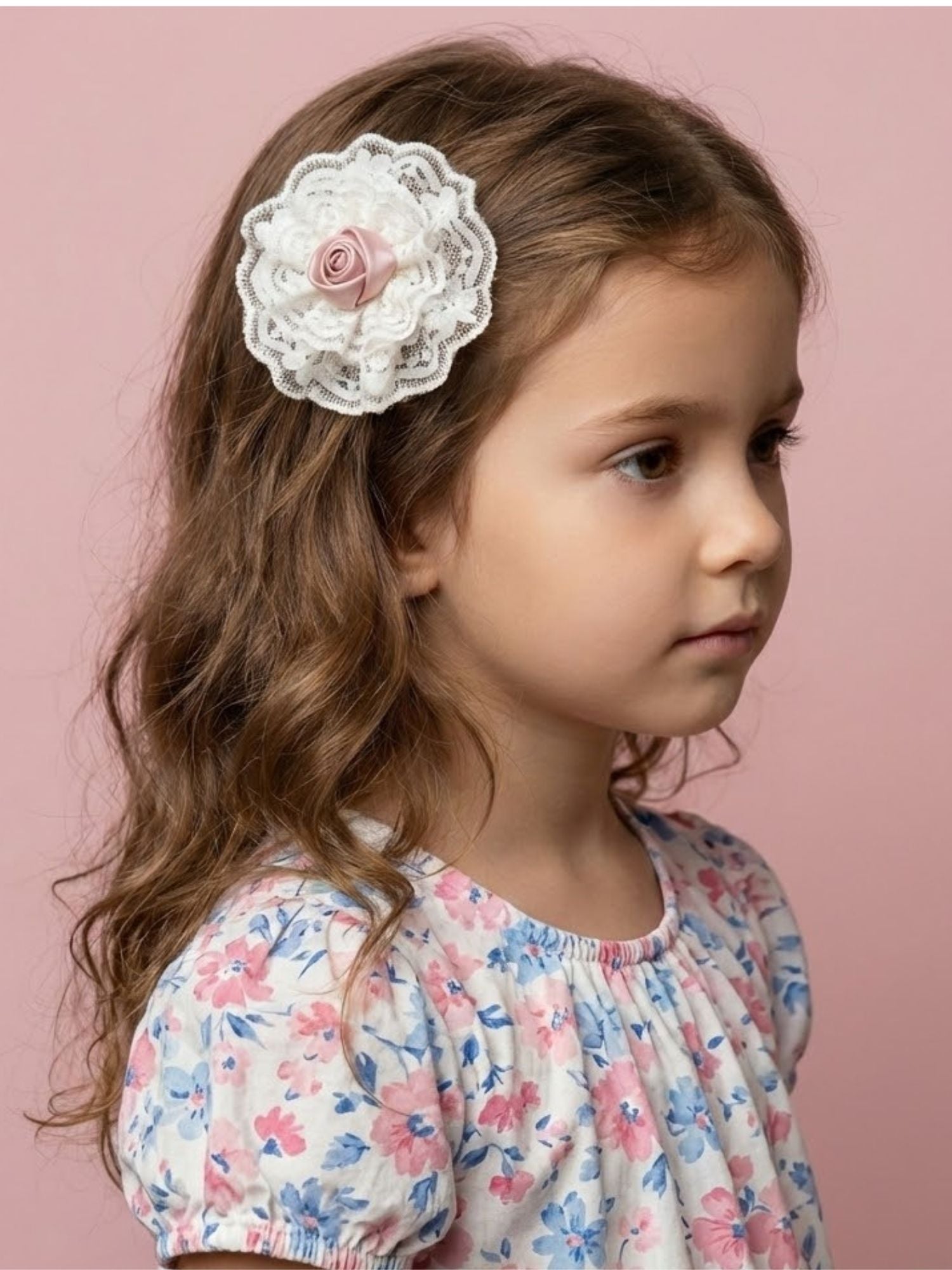 Rose Bloom Lace Clip, Pack of 2