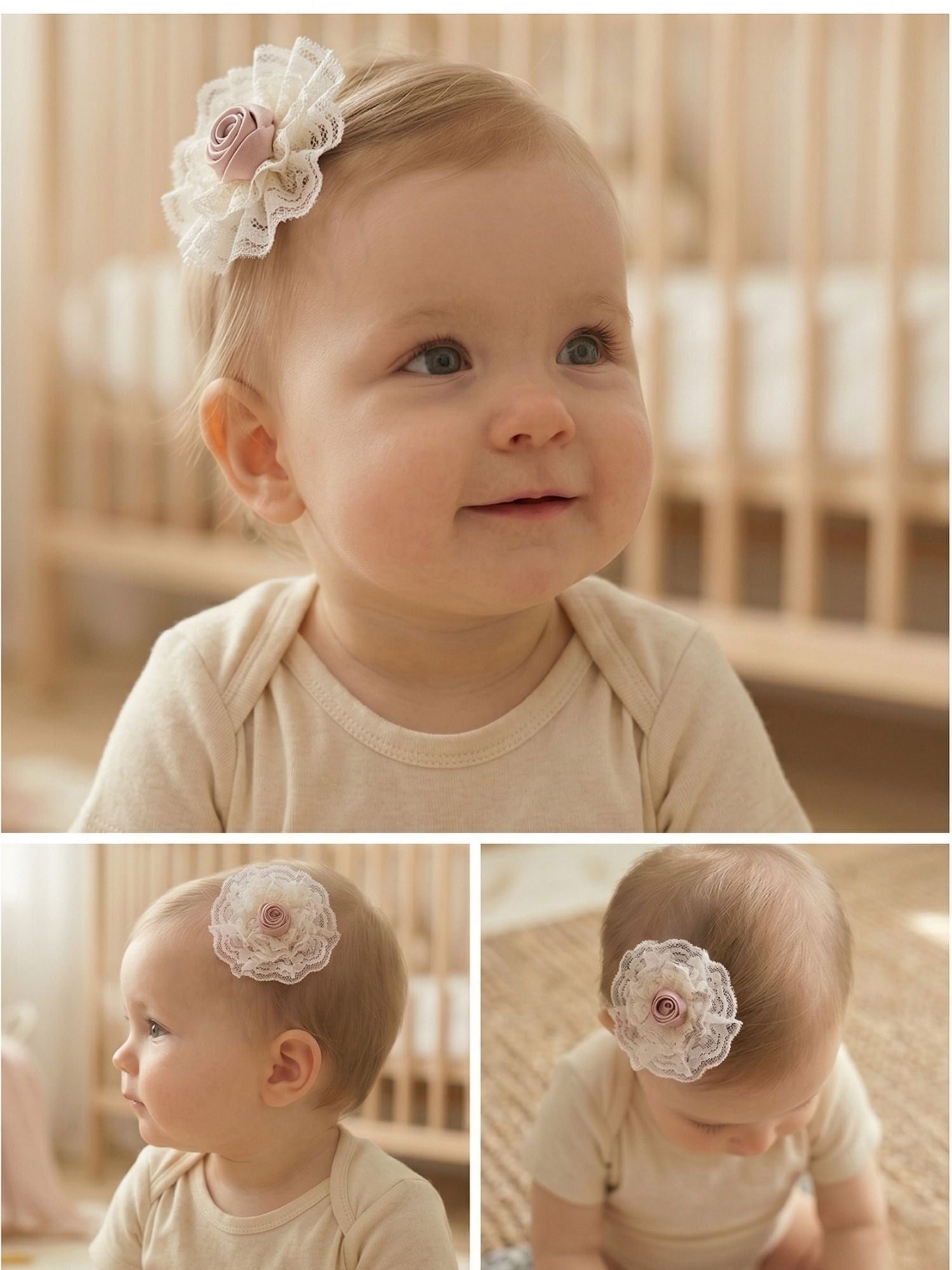 Rose Bloom Lace Clip, Pack of 2