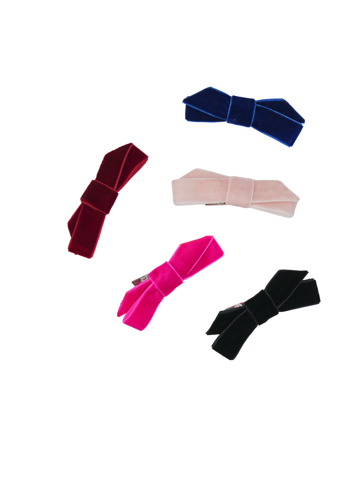 Velvet Bow Clips Set (5)