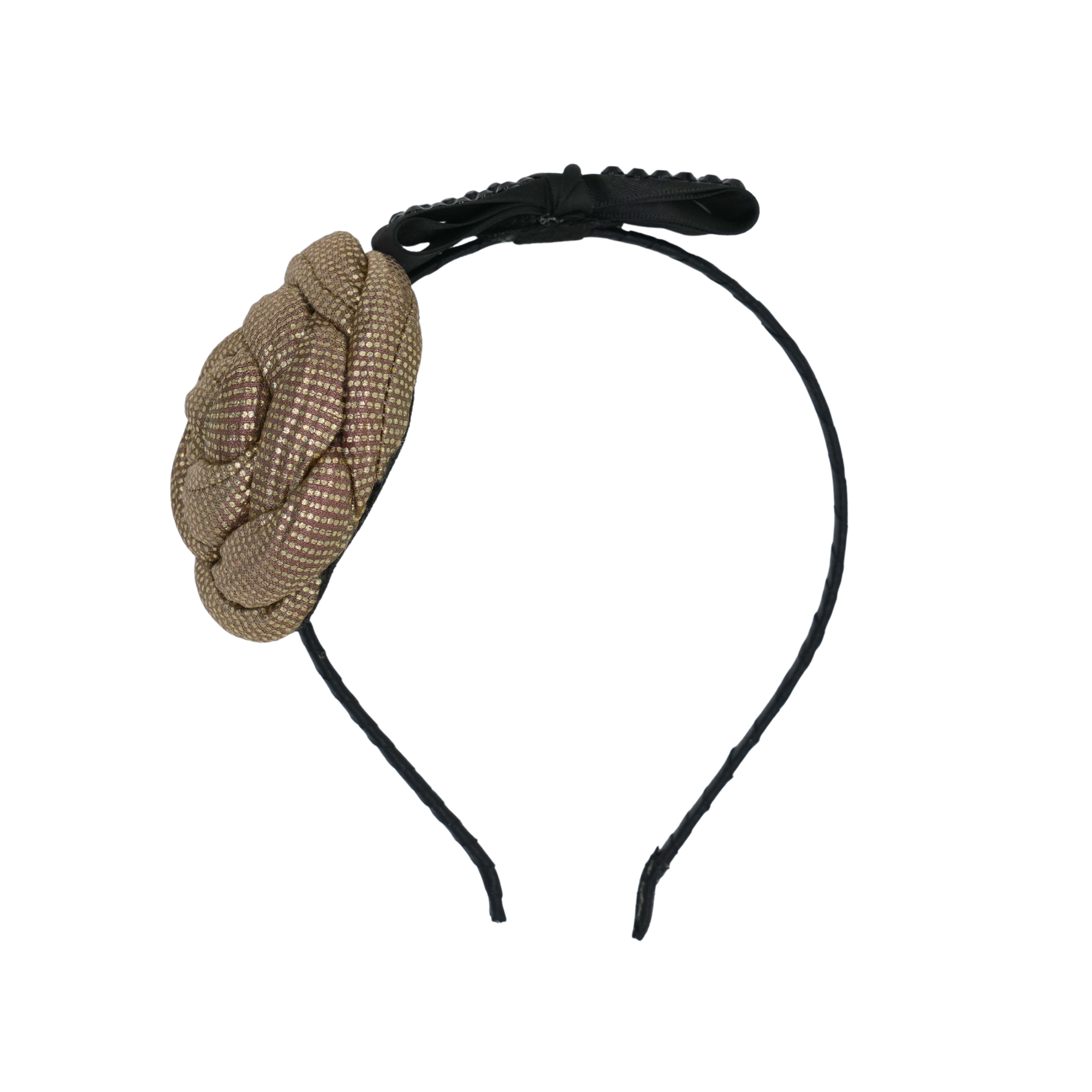 Metallic Rose Black Bow Headband