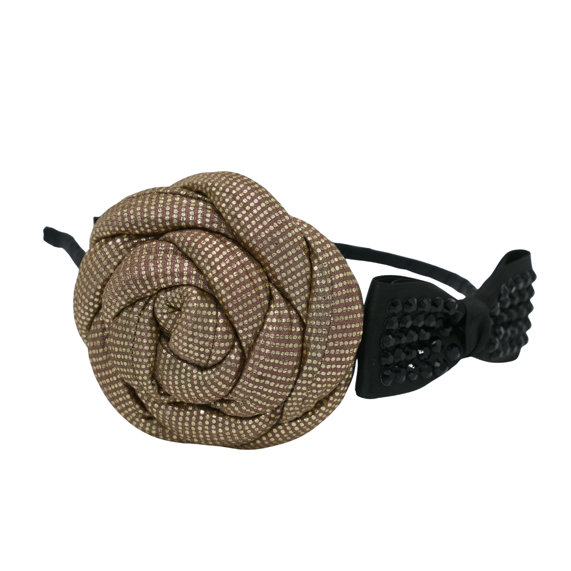 Metallic Rose Black Bow Headband