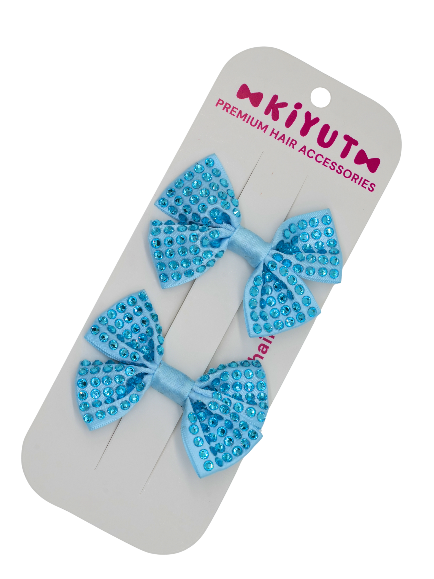 Set of two blue satin hair bows