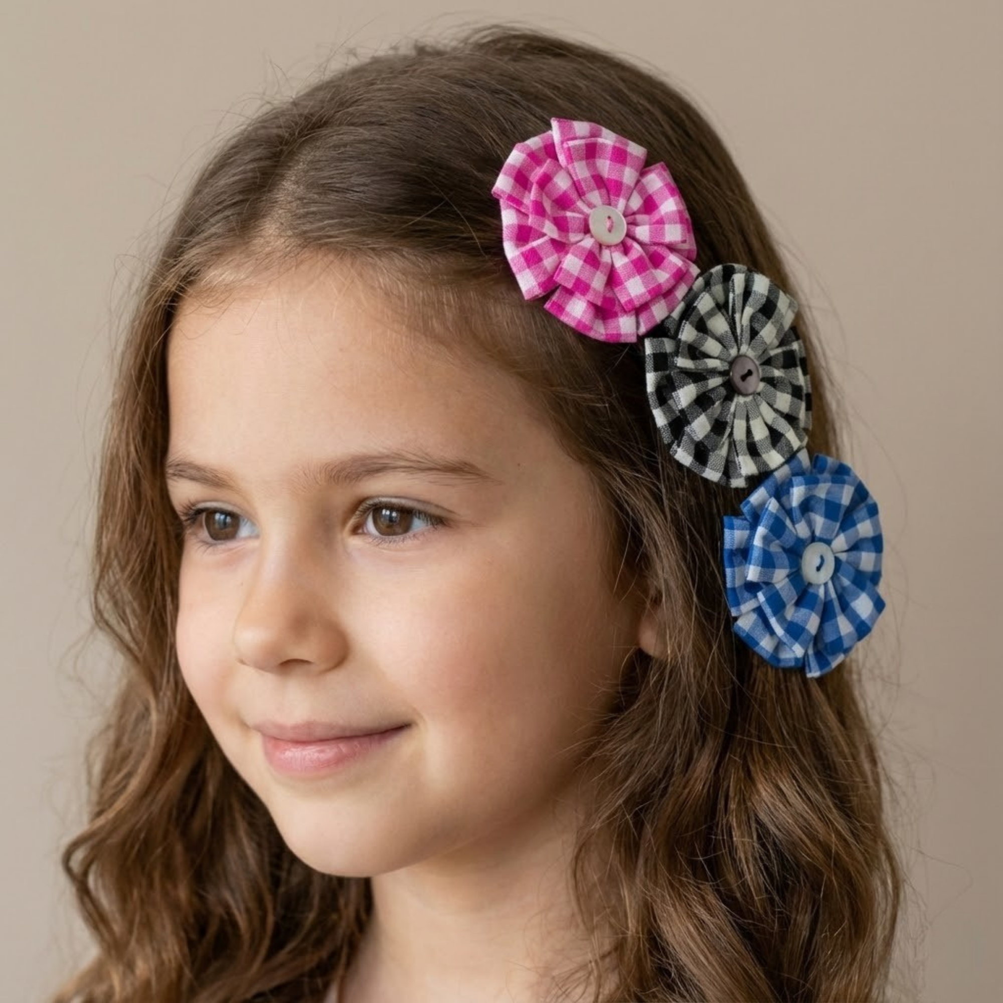 Set of Three Multicolor Hair Clips