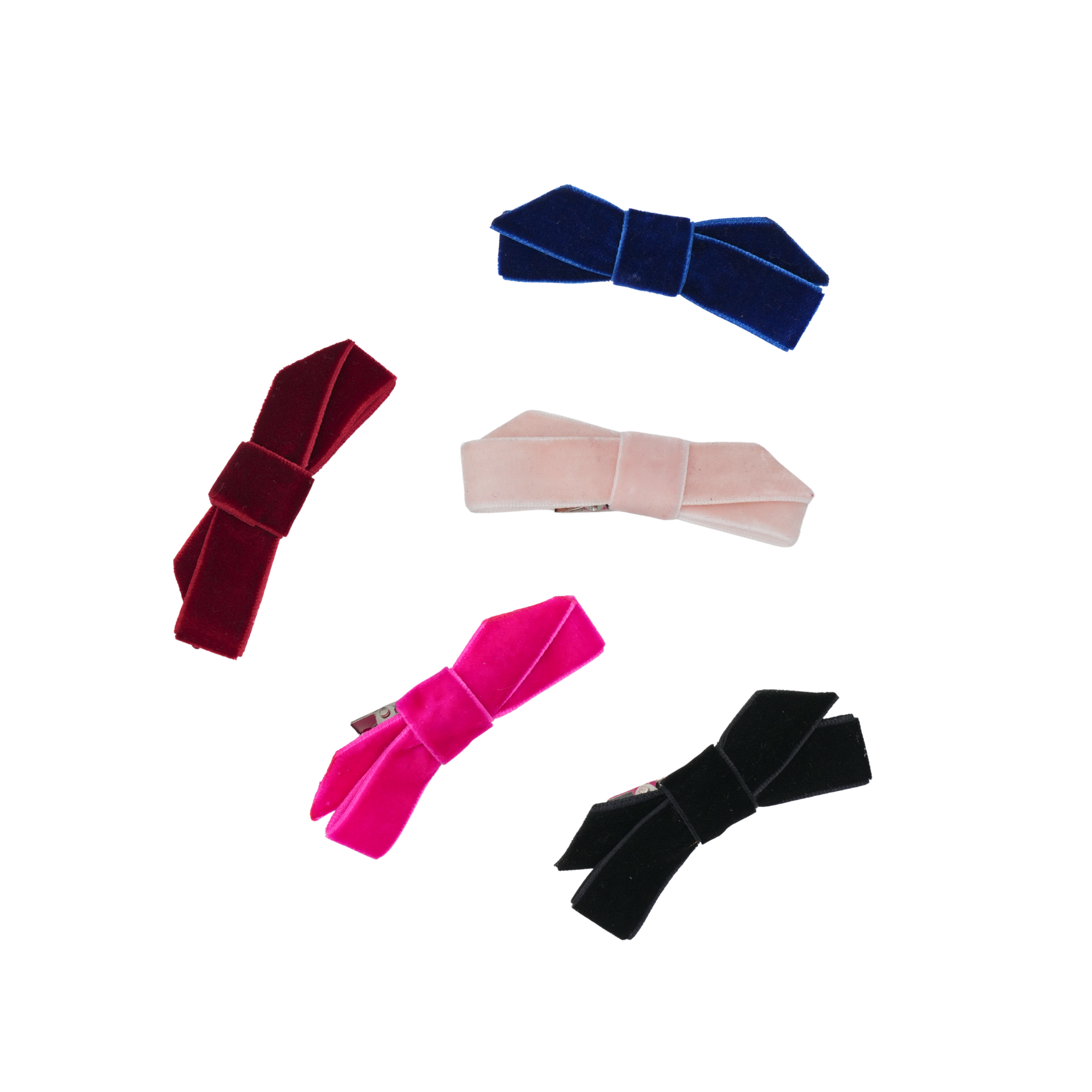 Velvet Bow Clips Set (5)