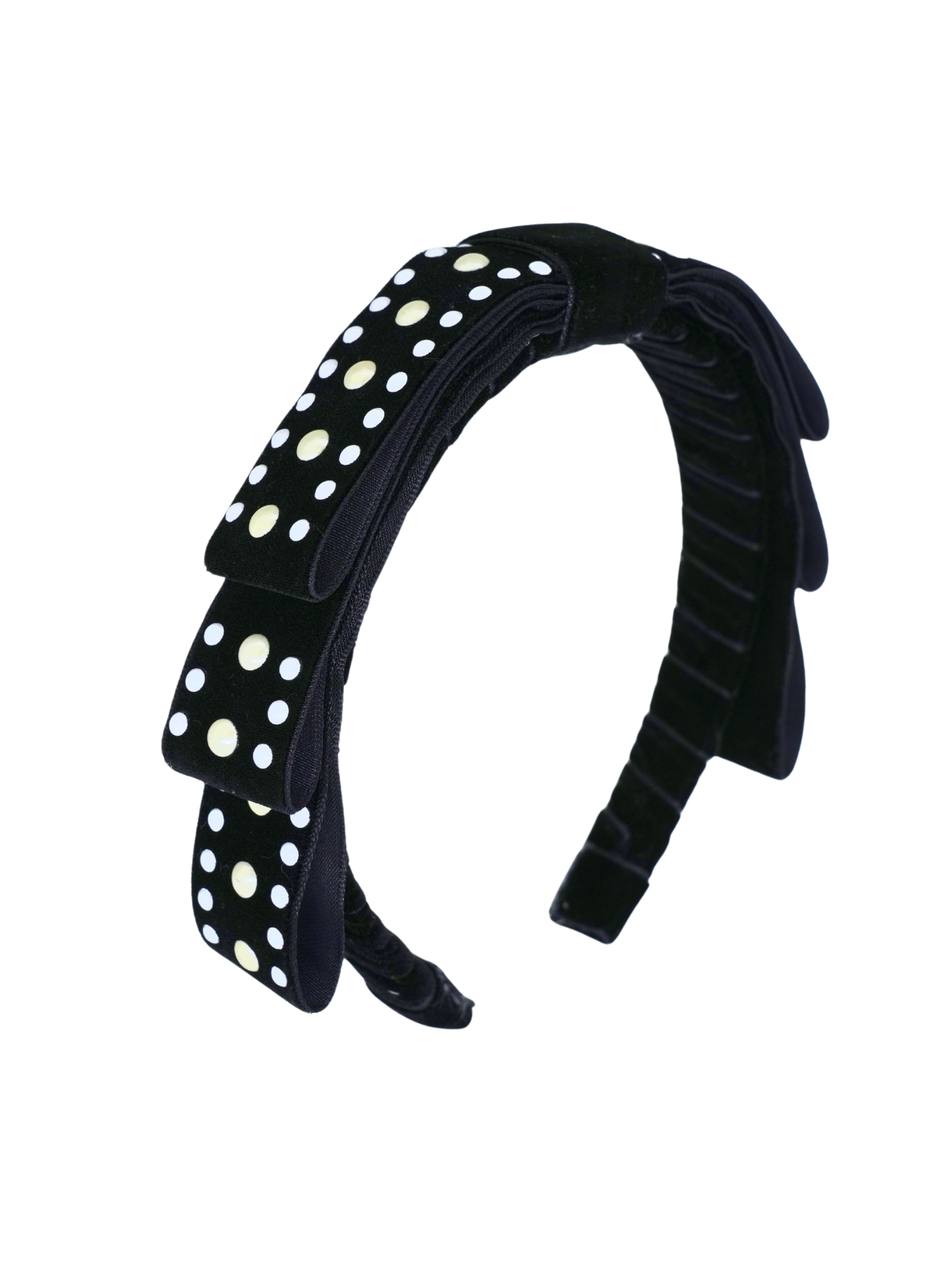 Black Velvet Pearl Bow Headband